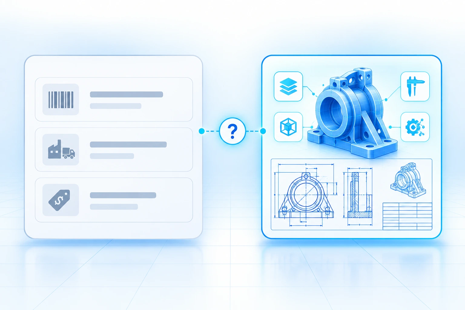 Procurement record data versus engineering drawing details